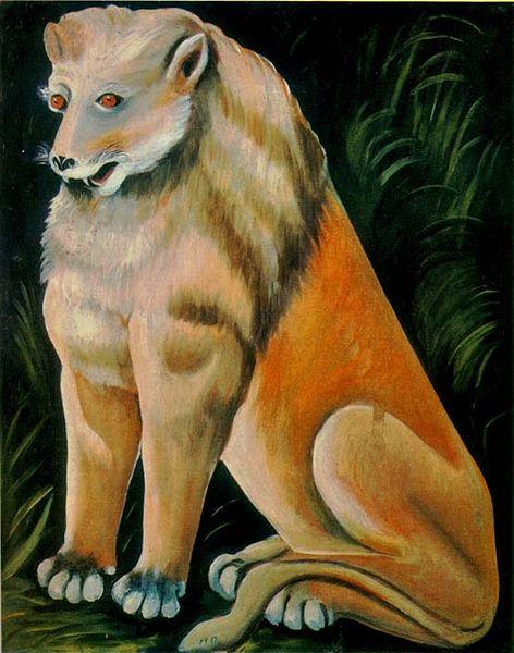 Niko Pirosmanashvili A Sitting Yellow Lion oil painting image
